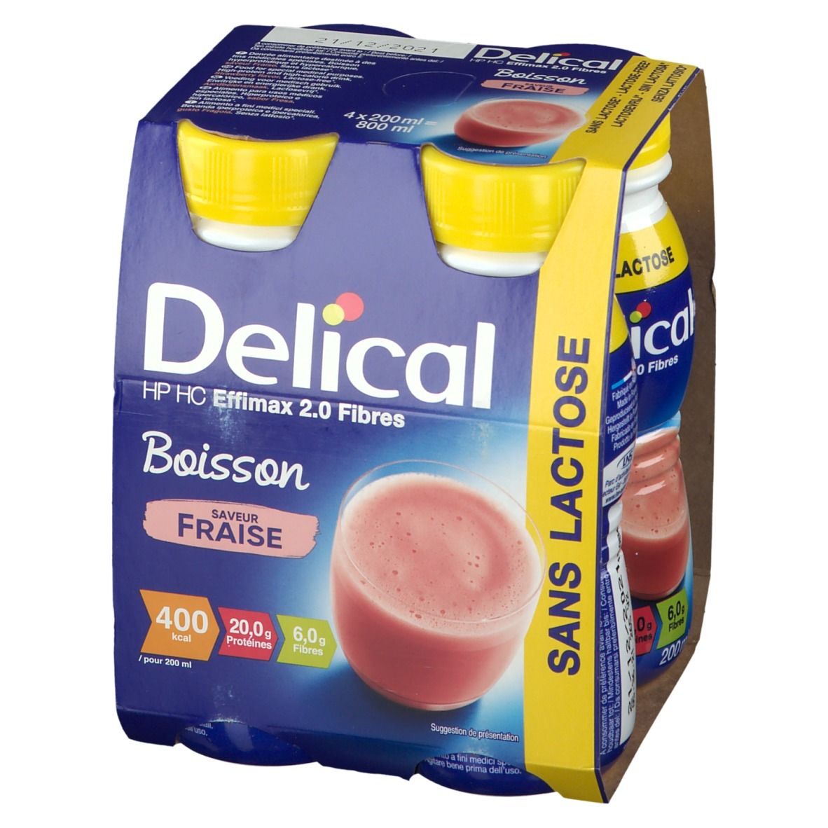 Delical Effimax 2 0 Fibres Boisson Sans Lactose HPHC Fraise 4x200 Ml