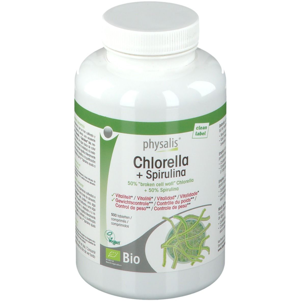 Physalis Chlorella Spirulina Bio 500 Pc S Redcare Pharmacie