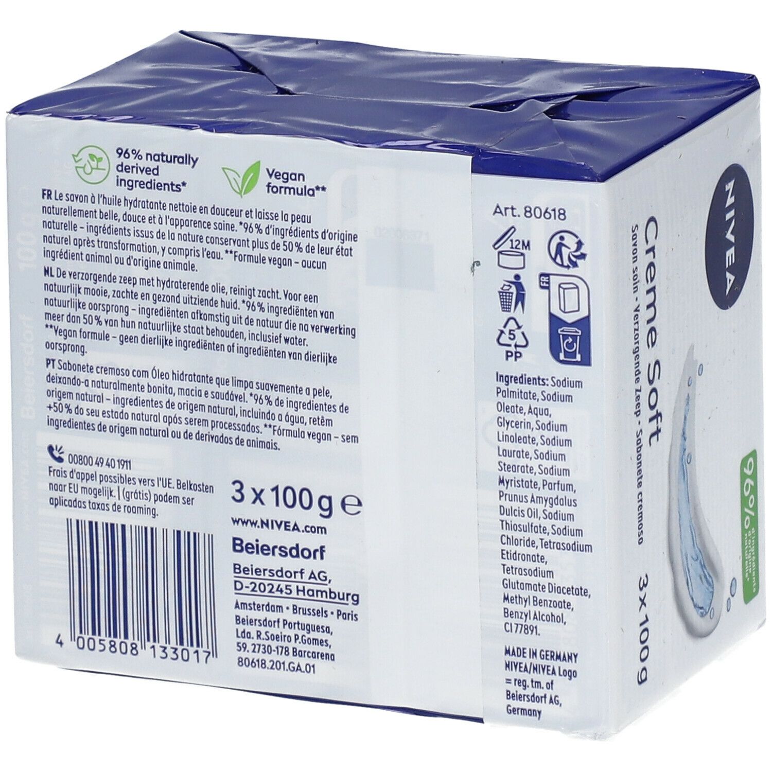 NIVEA Creme Soft Savon Soin 3x100 G Redcare Pharmacie