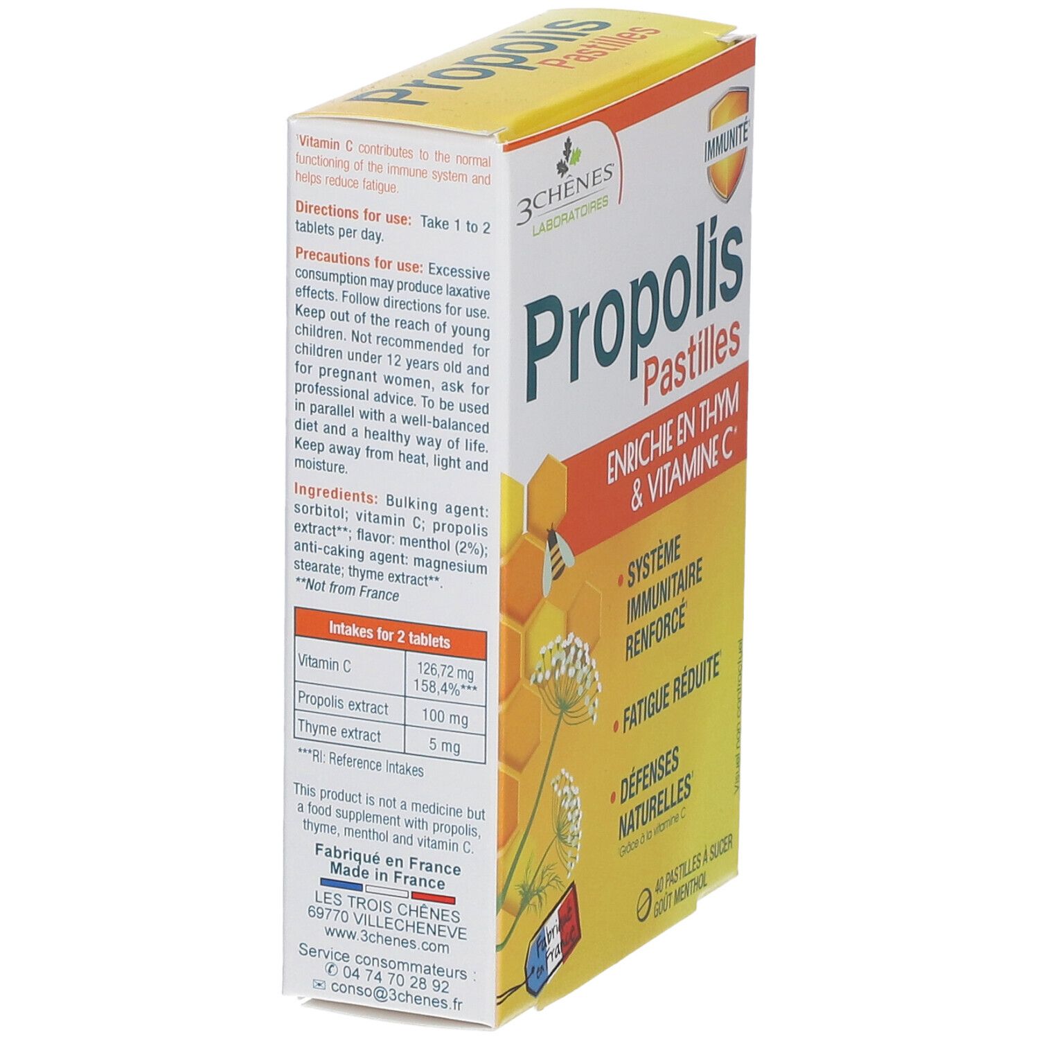 Les 3 Chênes Propolis pastilles adoucissantes et calmantes 40 pc s