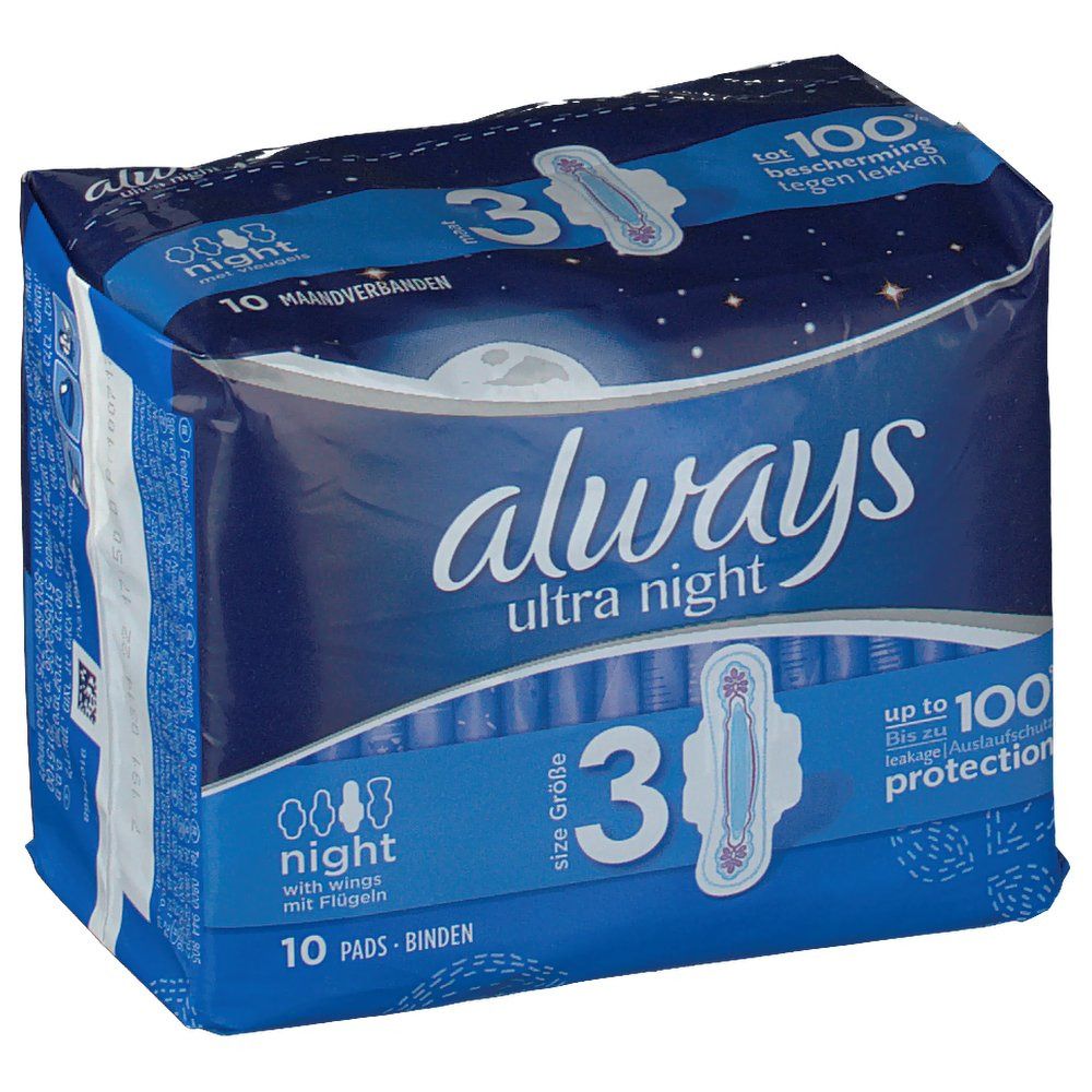 always Ultra Night taille 3 Serviettes hygiéniques avec ailettes 10 pc