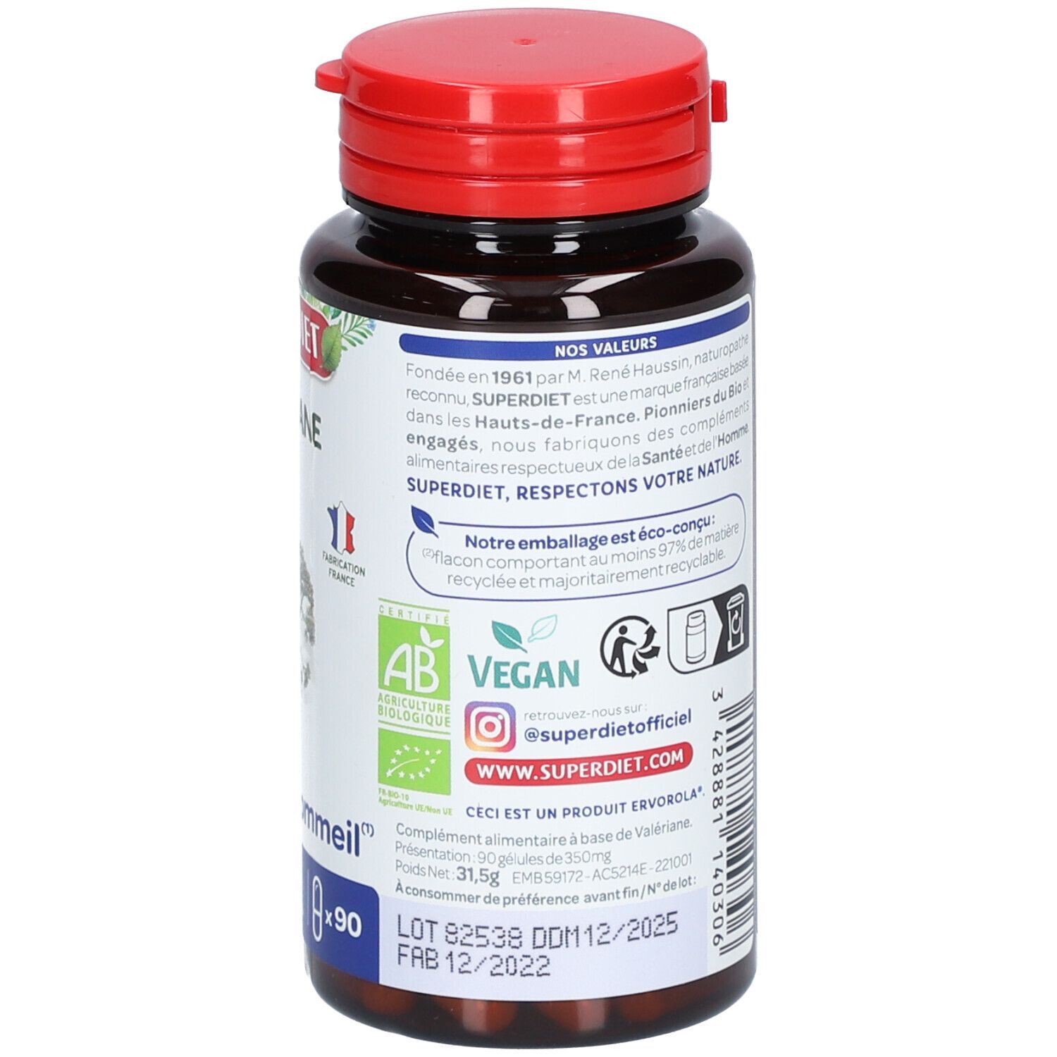 SUPER DIET Valériane Bio Gélules 90 pc s Redcare Pharmacie