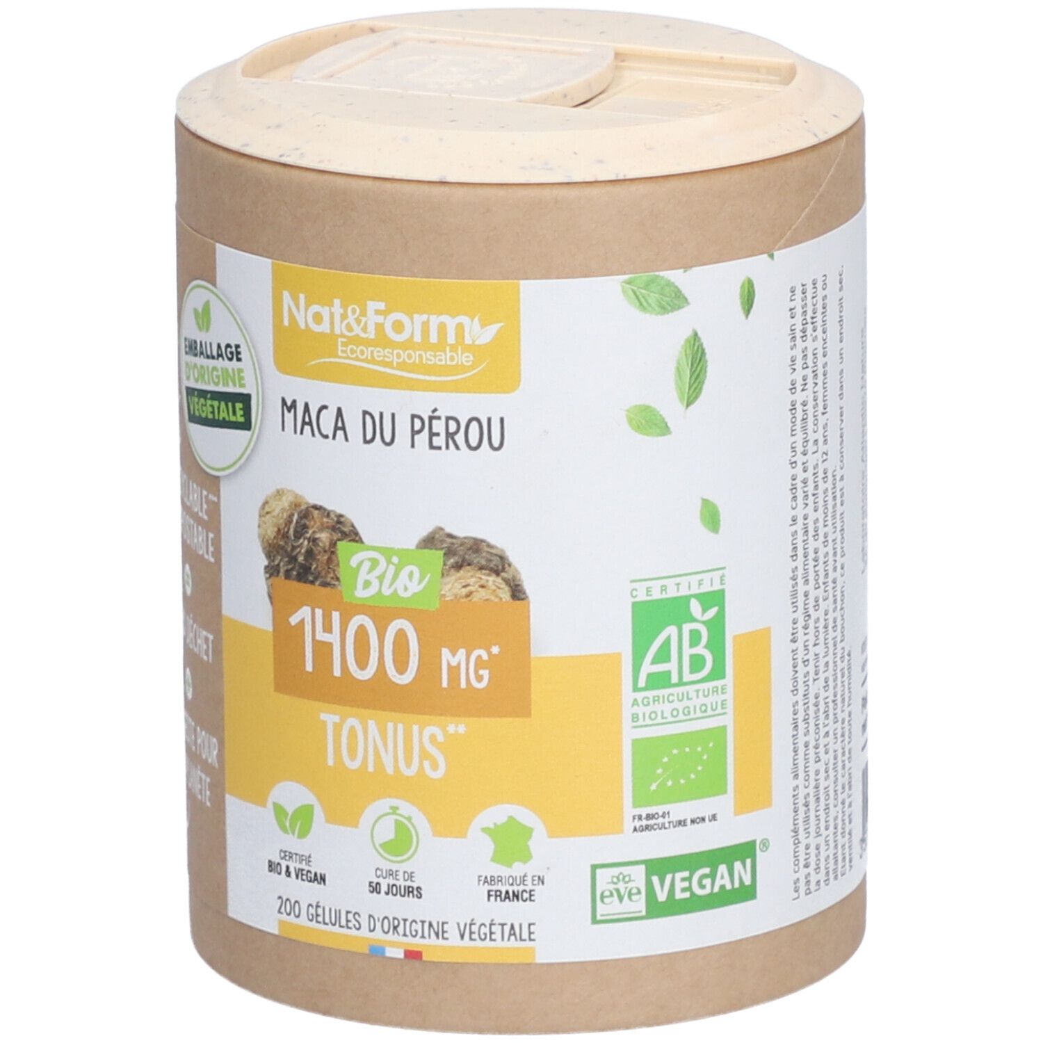 Nat Form Maca Bio du Pérou en gélules 200 pc s Redcare Pharmacie