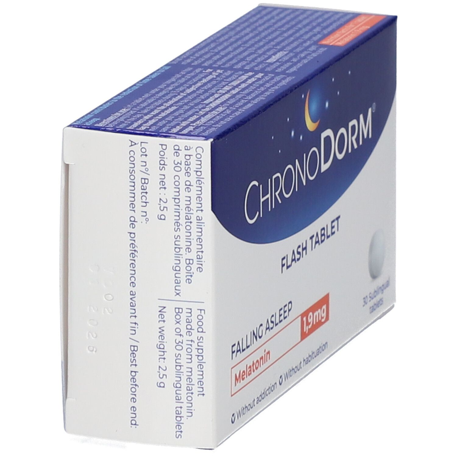 CHRONODORM Flash tablet Mélatonine 1 9 mg 30 pc s Redcare Pharmacie