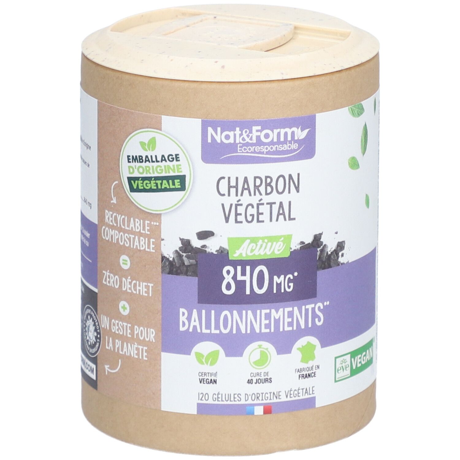 Nat Form Ecocert Charbon végétal activé 120 pc s Redcare Pharmacie