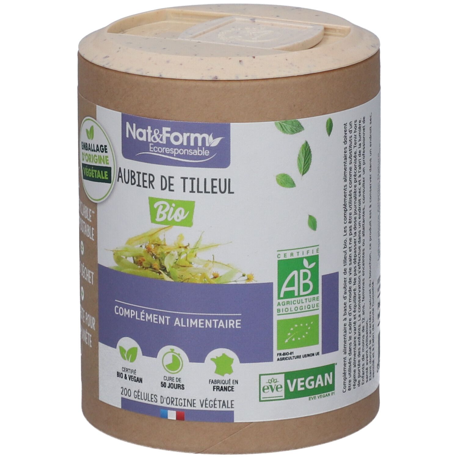 Nat Form Aubier de tilleul Bio en gélules 200 pc s Redcare Pharmacie