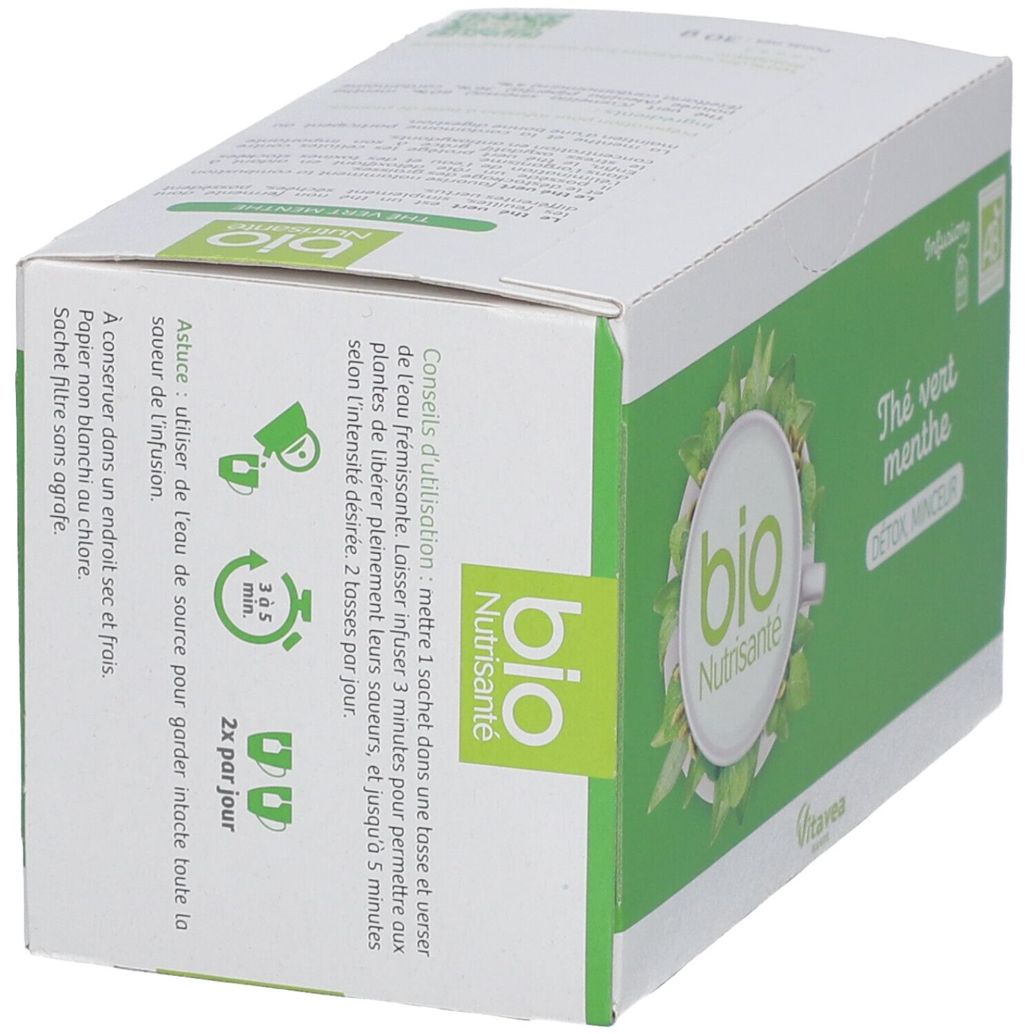 bio Nutrisanté Infusion Thé vert à la menthe 20 pc s Redcare Pharmacie