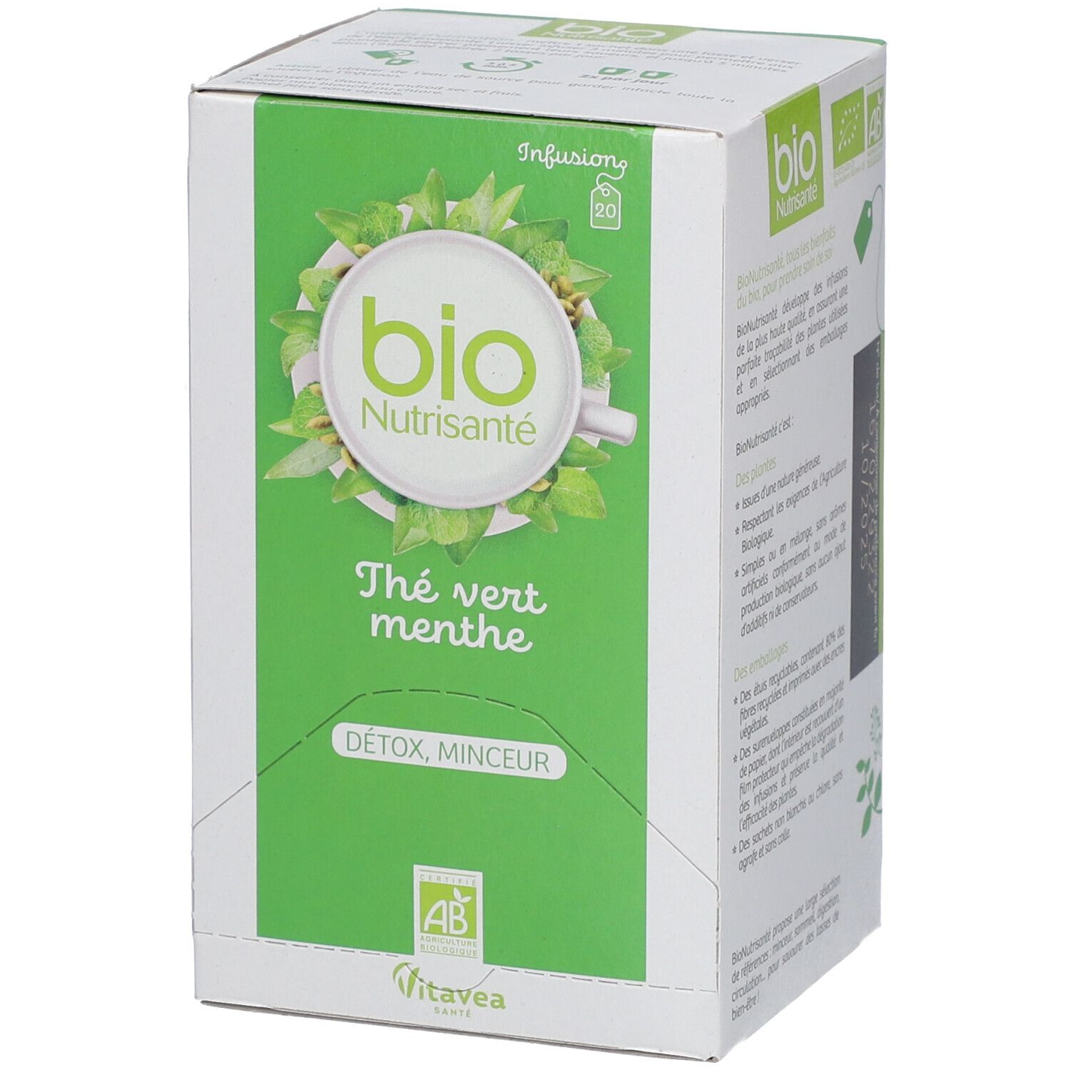 bio Nutrisanté Infusion Thé vert à la menthe 20 pc s Redcare Pharmacie