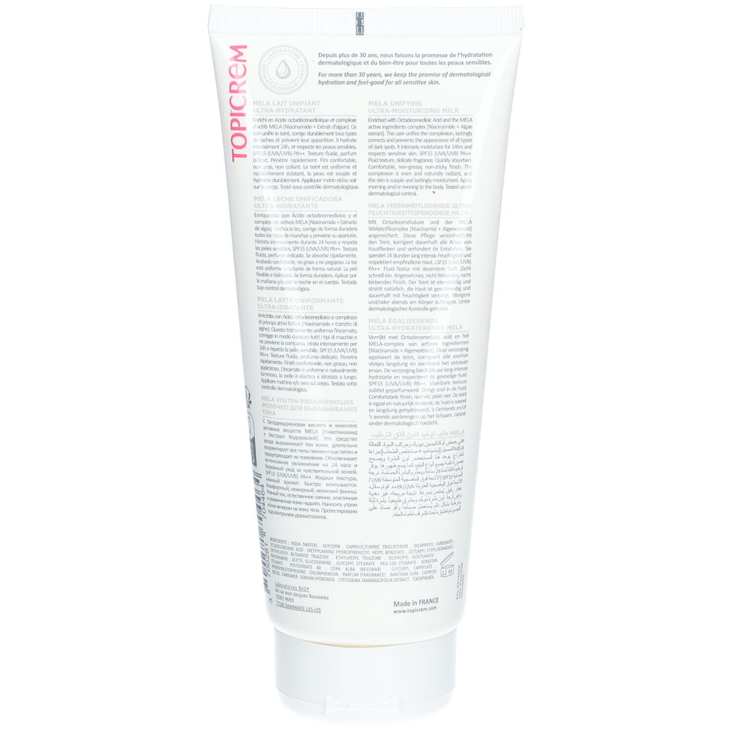 TOPICREM MELA Lait Unifiant Ultra Hydratant SPF 15 200 Ml Redcare