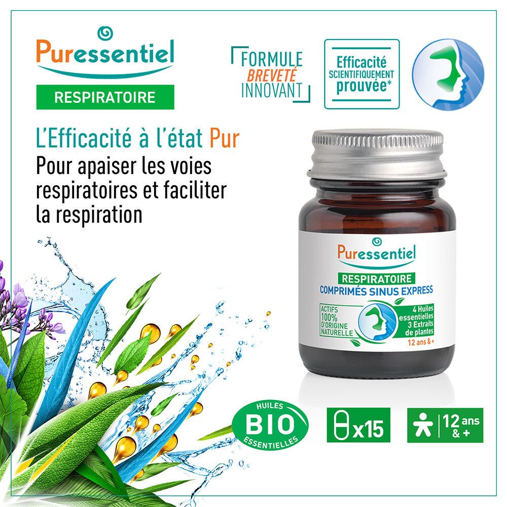 PURESSENTIEL RESPIRATOIRE Comprimés Sinus Express 15 comprimés 15 pc