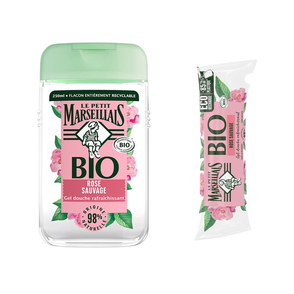 Le Petit Marseillais Gel Douche Bio Hydratant Rose Sauvage Recharge