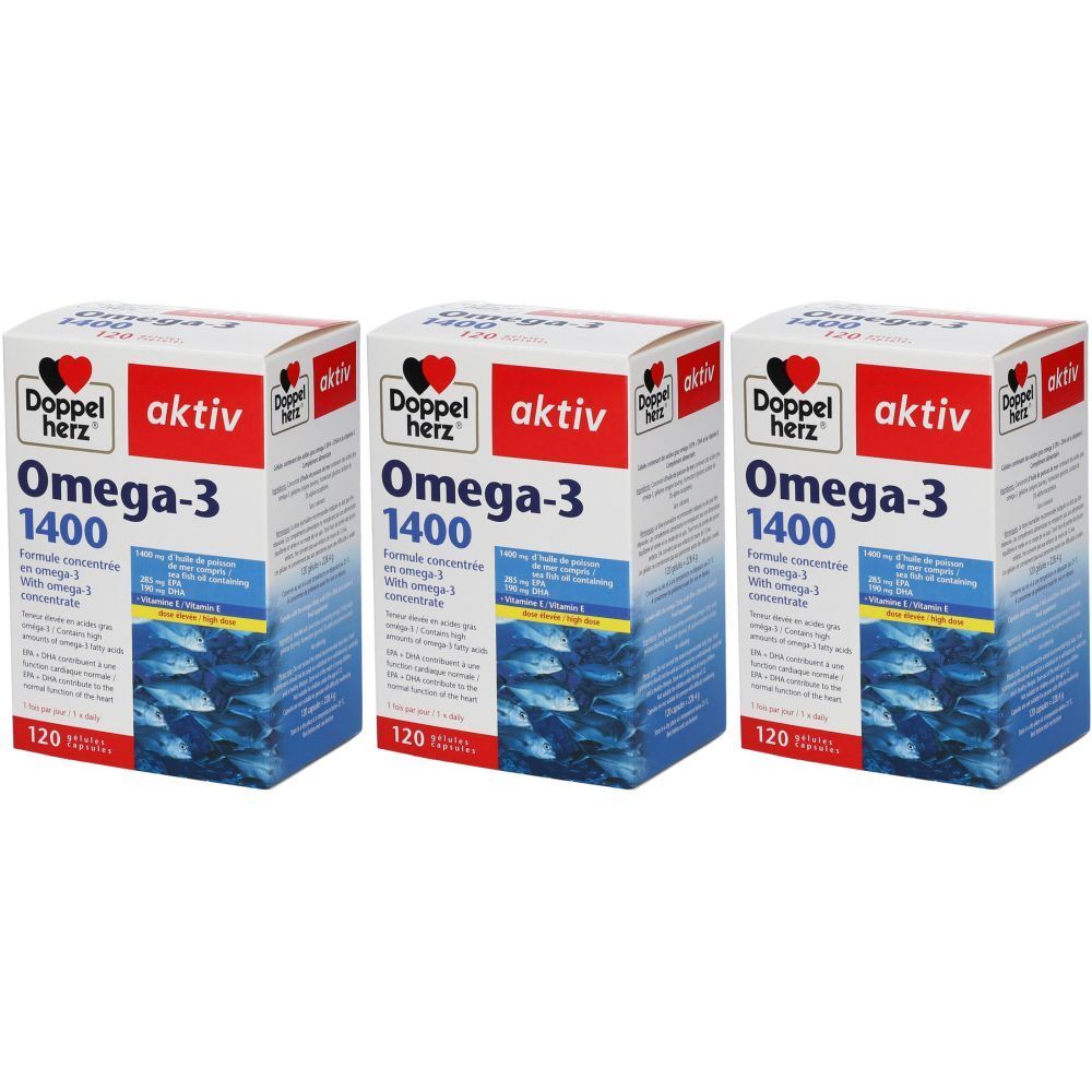 Doppelherz aktiv Omega 3 1400 Avec du concentré doméga 3 3x120 pc s