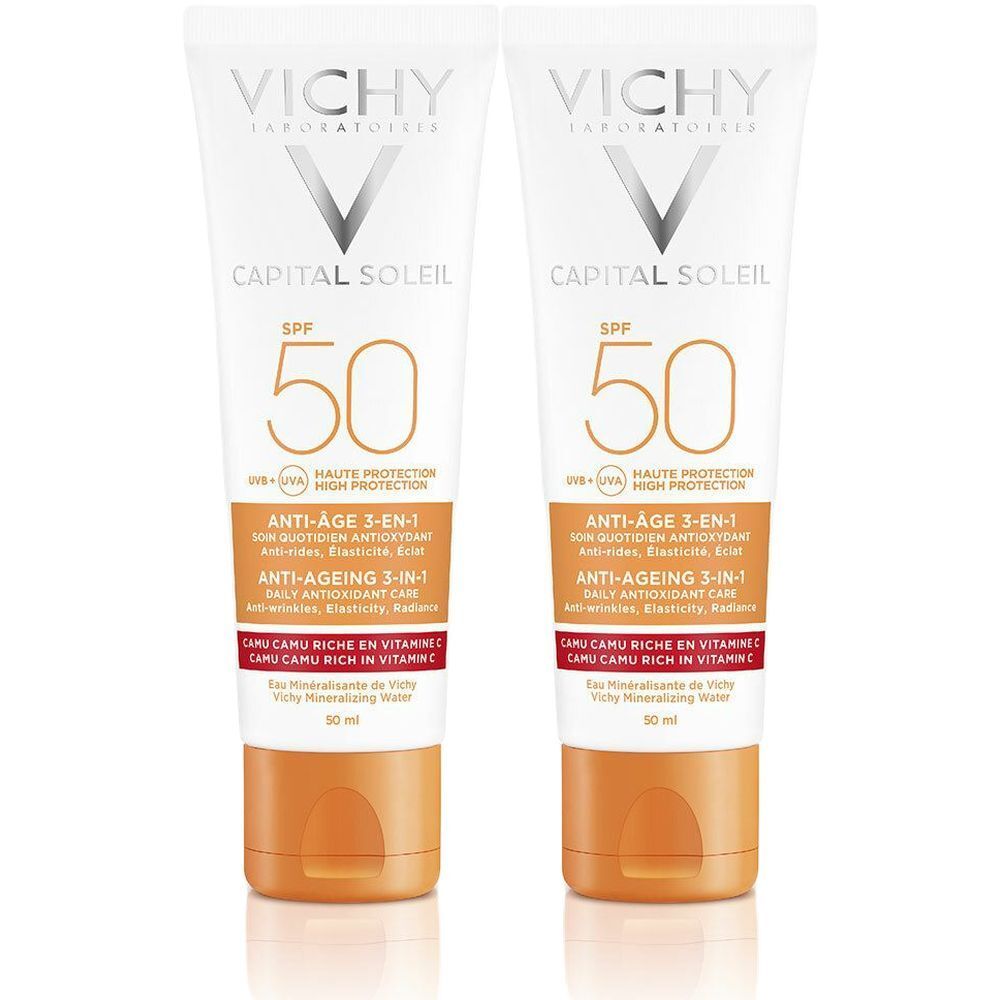 VICHY Ideal Soleil Soin anti âge antioxydant 3 en 1 SPF 50 2x50 ml