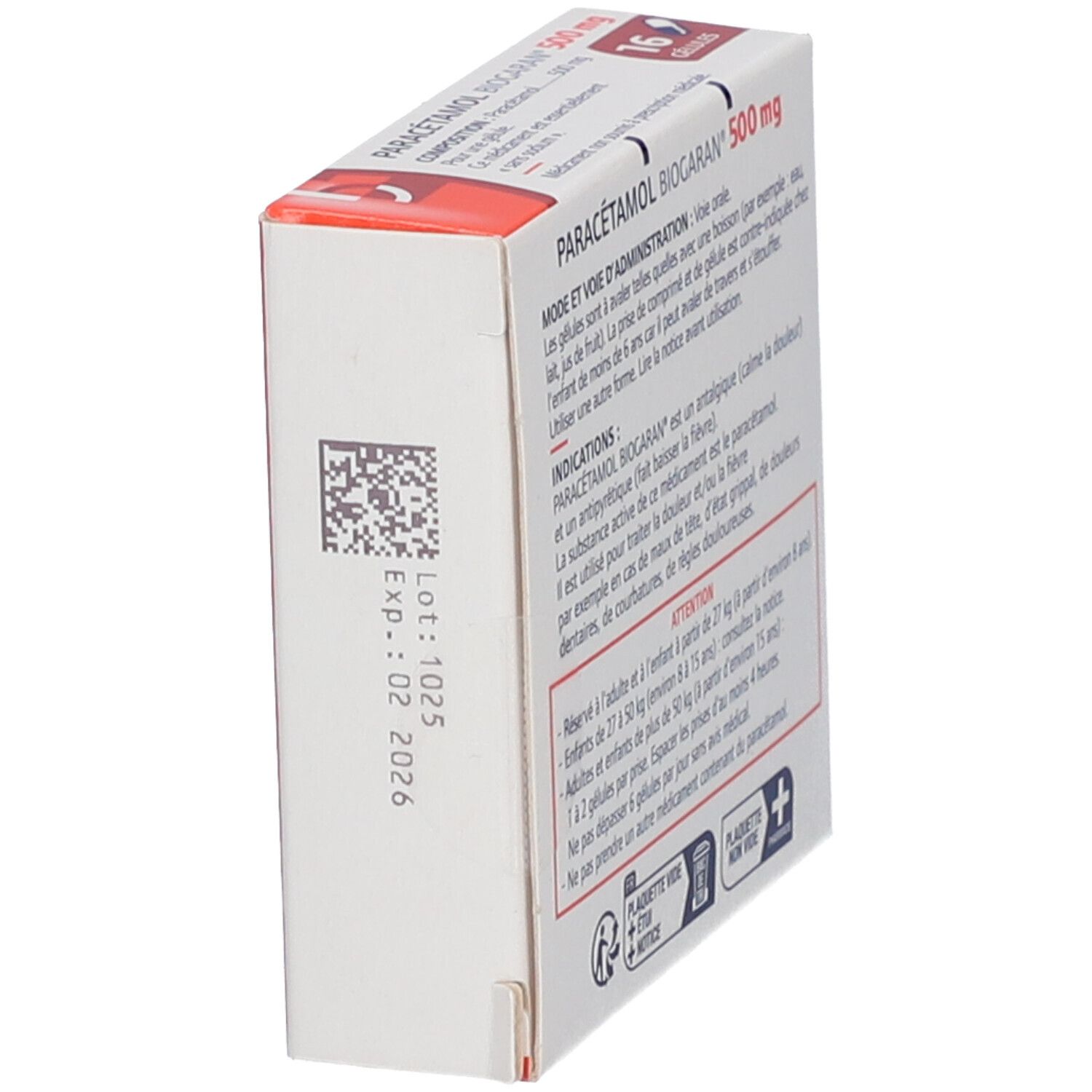 Paracétamol Biogaran 500 mg 16 pc s Redcare Pharmacie