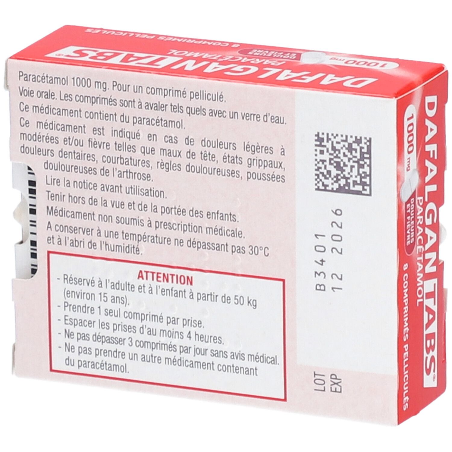 DAFALGAN TABS 1000mg Comprimés 8 pc s Redcare Pharmacie