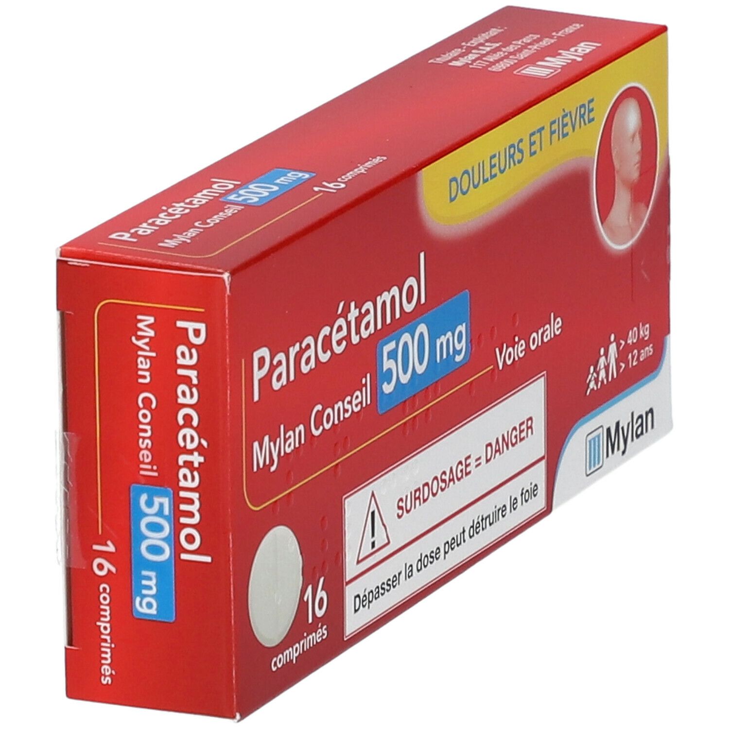 Paracétamol Mylan Conseil 500 mg 16 pc s Redcare Pharmacie