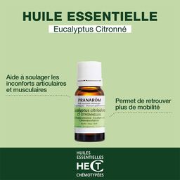 PRANARÔM - Eucalyptus Citronné - Huile Essentielle Chémotypée - Articulations Et Muscles - 100 % Pure Et Naturelle - HECT - 10 ml