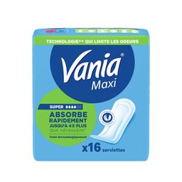 Vania Serviettes Hygiéniques, Maxi Confort, Super, 16 Serviettes