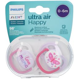 AVENT Sucette ultra air Happy Girl 0-6 Mois (Couleur non sélectionnable)
