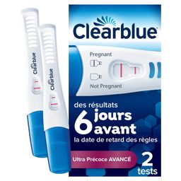 Clearblue Test de grosesse | Ultra précoce AVANCÉ | Des résultats 6 jours plus tôt | 2 tests