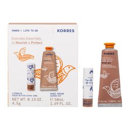 Korres Coffret Cadeau Les Essentiels au Quotidien pour Nourrir et Protéger | Baume à Lèvres + Crème pour les Mains