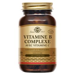 Solgar B-Complex avec Vitamine C - Vitalité - Sommeil - Relaxation - 100 comprimés