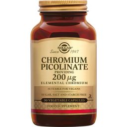 Solgar Chrome Picolinate 200 µg - Maintien Glycémie  - Hautement assimilable - 90 gélules végétales