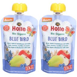 HOLLE Blue Bird Gourde Poire, Pomme, Myrtilles et avoine bio