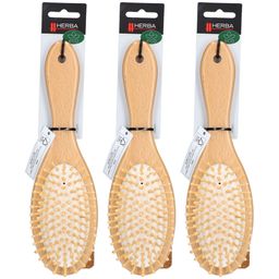 HERBA Brosse à cheveux avec manche en bois, ovale, en hêtre FSC