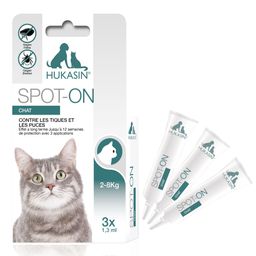 HUKASIN® Spot On Chat - Protection contre les tiques et les puces