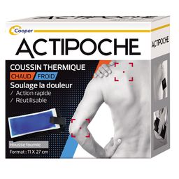 ACTIPOCHE - Coussin thermique - Thermothérapie - Contractures musculaires et douleurs articulaires - Moyen modèle - 11x27 cm - Gel - 1 unité