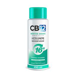 Bain de bouche CB12 Menthe douce – Sans alcool - Protection scientifiquement prouvée contre la mauvaise haleine pendant 16 heures – Combat la cause de la mauvaise haleine – Fraîcheur immédiate et durable - 250 ml