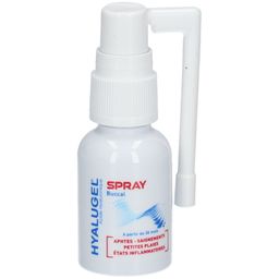 HYALUGEL - Spray buccal - Lésions peu accessibles - Aphtes - Petites plaies - Etats inflammatoires (saignement) - Acide Hyaluronique - Goût menthe-citron - Spray - 20 mL
