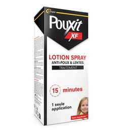 POUXIT - XF - Lotion spray anti-poux et lentes - 100% Efficace - Agit en 1 seule application de 15 minutes - Traitement du cuir chevelu - 100 ml