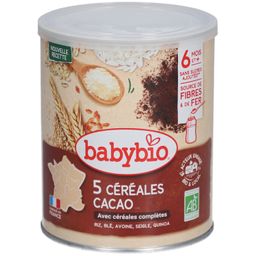BABYBIO CÉRÉALES - Céréale infantile instantanée bio pour nourrisson 2ème âge, cacao.  - b