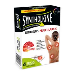 SyntholKiné Patch Auto-Chauffant pour soulager les douleurs musculaires au niveau du dos, de la nuque et des épaules -Petit Format - Boite de 4