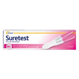 SURETEST - Test de grossesse - Pour un résultat précis dès le premier jour de retard des règles - Autotest - Boîte de 2 tests