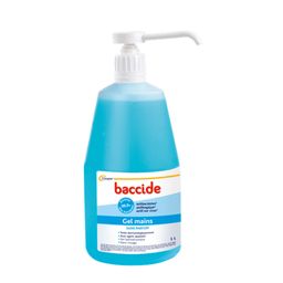 BACCIDE - Gel hydroalcoolique - Elimine 99,9% des virus et bactéries - 96,8% d'eau et d'ingrédients d'origine végétale - Fabriqué en France - 1L