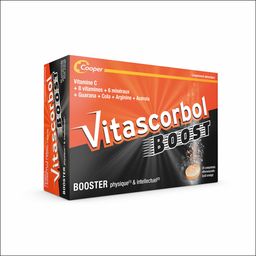 VITASCORBOL - Complément alimentaire multivitamines - Booster physique et intellectuel - 20 comprimés effervescents goût orange