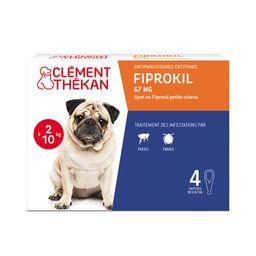 Clément Thékan Anti-Puces et Anti-Tiques pour Petit Chien (2-10kg) - Elimine les parasites - Protège votre animal - 4 Pipettes Spot On