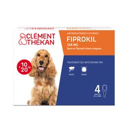 Clément Thékan Anti-Puces et Anti-Tiques pour Chien Moyen (10-20kg) - Elimine les parasites - Protège votre animal - 4 Pipettes Spot On
