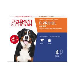Clément Thékan Anti-Puces et Anti-Tiques pour Très Grand Chien (40-60kg) - Elimine les parasites - Protège votre animal - 4 Pipettes Spot On