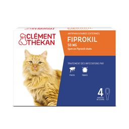 Clément Thékan Anti-Puces et Anti-Tiques pour Chat - Elimine les parasites - 4 Pipettes Spot On