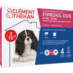 Clément Thékan Anti-Puces et Anti-Tiques pour Petit Chien (2-10kg) - Double action : Elimine les parasites & les larves/oeufs  - Protège votre animal et son environnement - 4 Pipettes Spot On