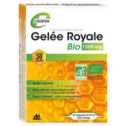 COOPER - Gelée Royale BIO 1500MG - Actifs naturels, Sans Alcool, Sans Colorant, Sans Conservateur - Fabriquée en France - x20 Ampoules de 10ML