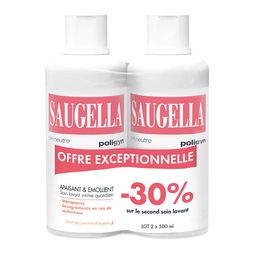 Saugella - Poligyn - Apaisant & Emollient Soin lavant intime - Femmes pendant et après la ménopause - Flacons Lot 2x500 ml
