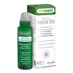 Olioseptil Roll'on Maux de Tête, Roll'on aux 5 huiles essentielles, roller 5 ml