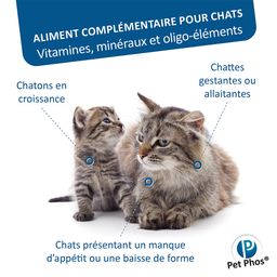 PET PHOS CROISSANCE CHAT - Pour chatons en croissance, femelles gestantes ou allaitantes et chats présentant une baisse de forme ou manquant d'appétit