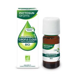 PHYTOSUN AROMS - Huile Essentielle Girofle (clou) Bio - HEBBD - 100% Pure & Naturelle - 100% Bio - Analysée & Conditionnée en France - 10 ml -10%* avec le code : AP1026