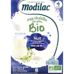 Modilac Mes Céréales du Soir Bio Nuit, Céréales instantanées pour nourrissons 2 (dès 4 mois)